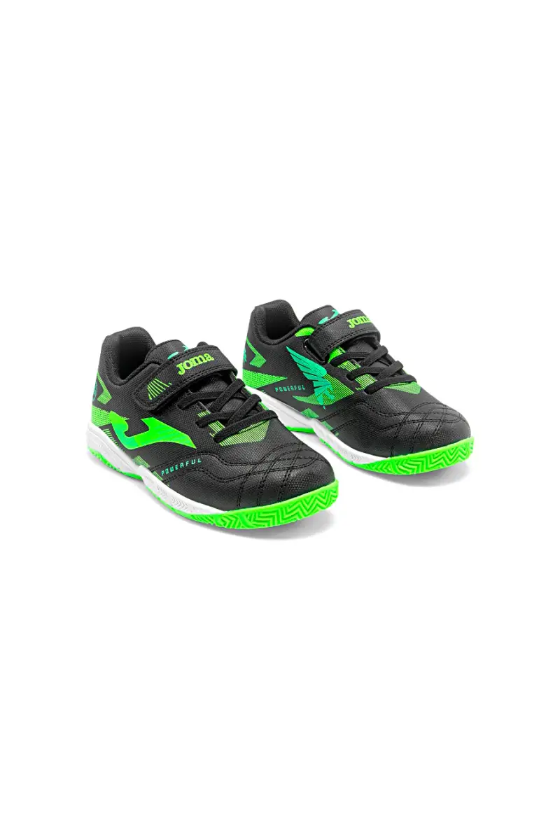 Scarpe da calcio indoor nere e verde fluo con strappo Joma POJS2601INV [NERO miniatura 2