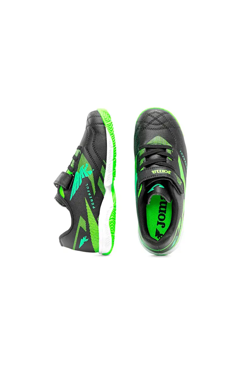 Scarpe da calcio indoor nere e verde fluo con strappo Joma POJS2601INV [NERO miniatura 5