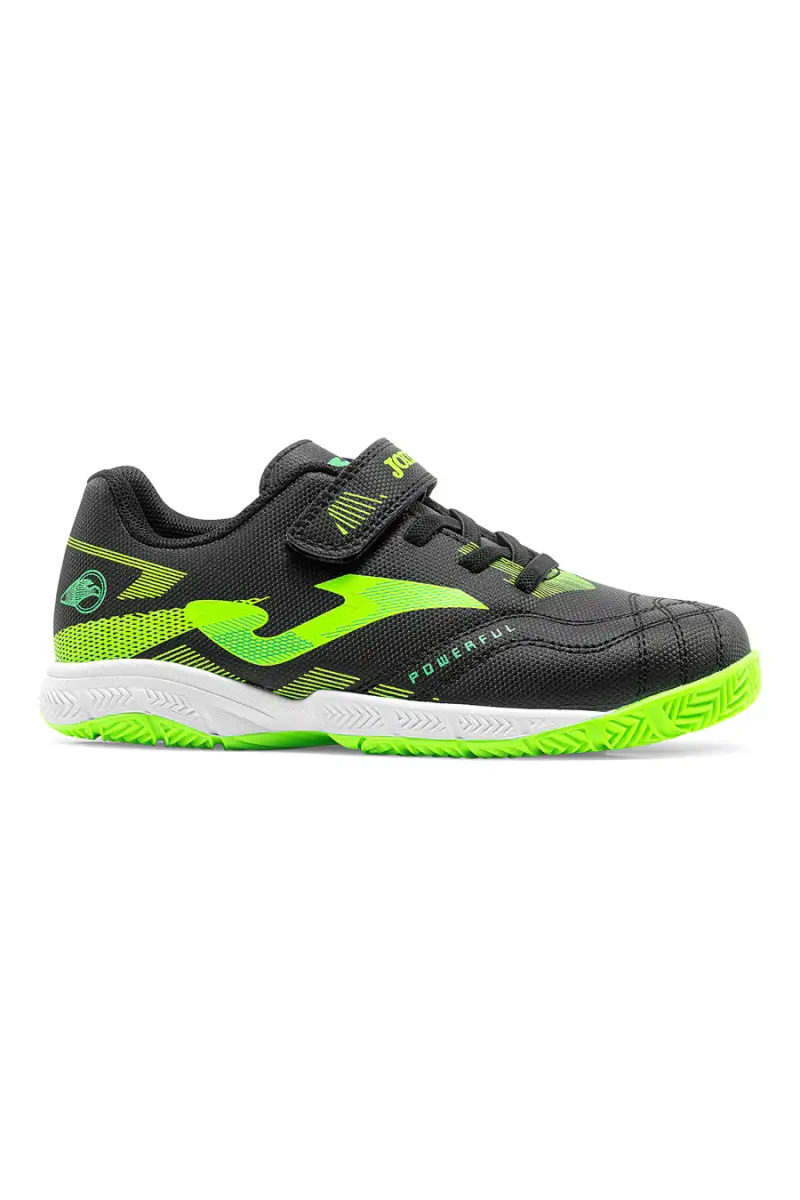 Scarpe da calcio indoor nere e verde fluo con strappo Joma POJS2601INV [NERO