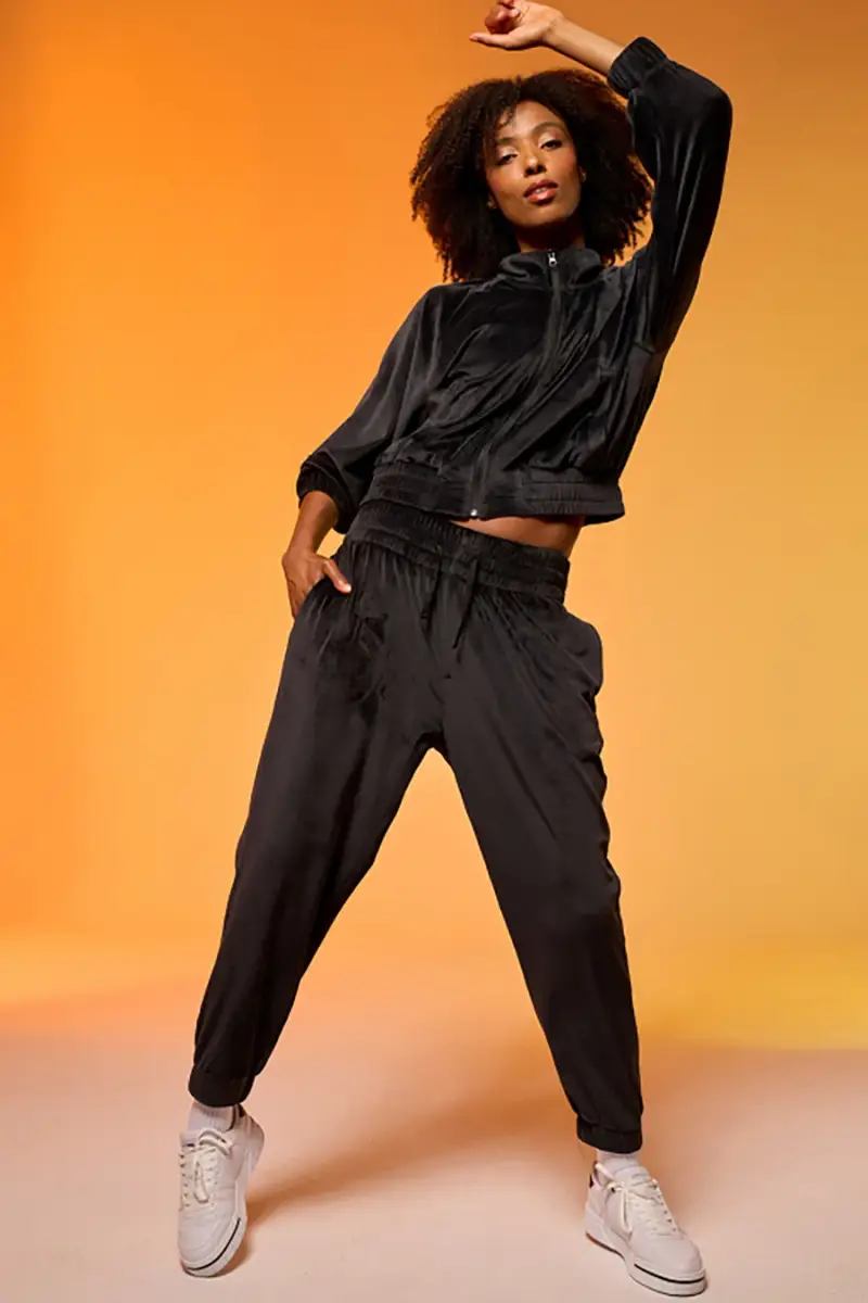 Tuta nera con zip e fondo elastico Joma Step Tracksuit [NERO] miniatura 2