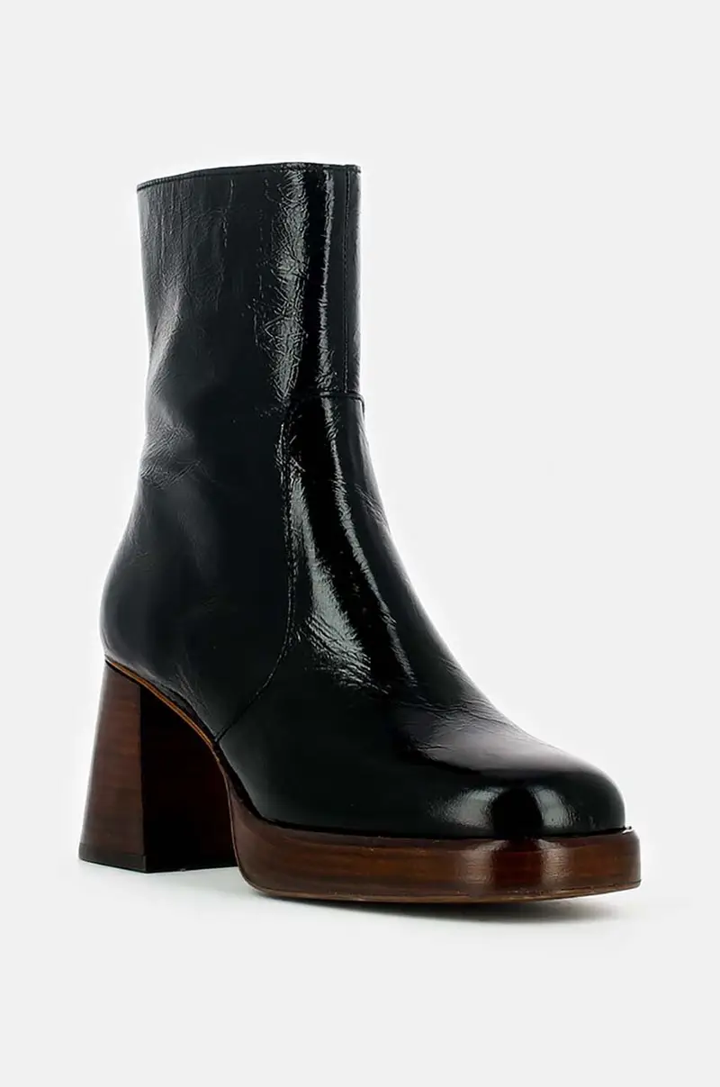 stivaletti alla caviglia in pelle BRIGAND CUIR BRILLANT donna 6001340 Nero miniatura 2