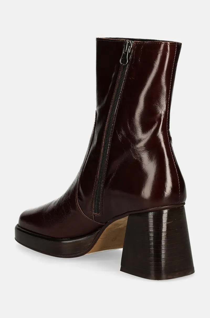 stivaletti alla caviglia in pelle BRIGAND CUIR BRILLANT donna colore granata 6001340 miniatura 3