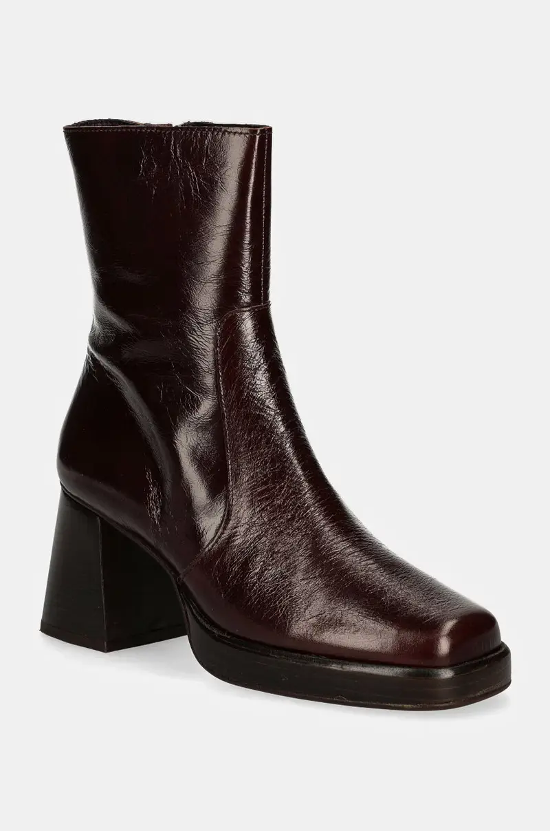 stivaletti alla caviglia in pelle BRIGAND CUIR BRILLANT donna colore granata 6001340