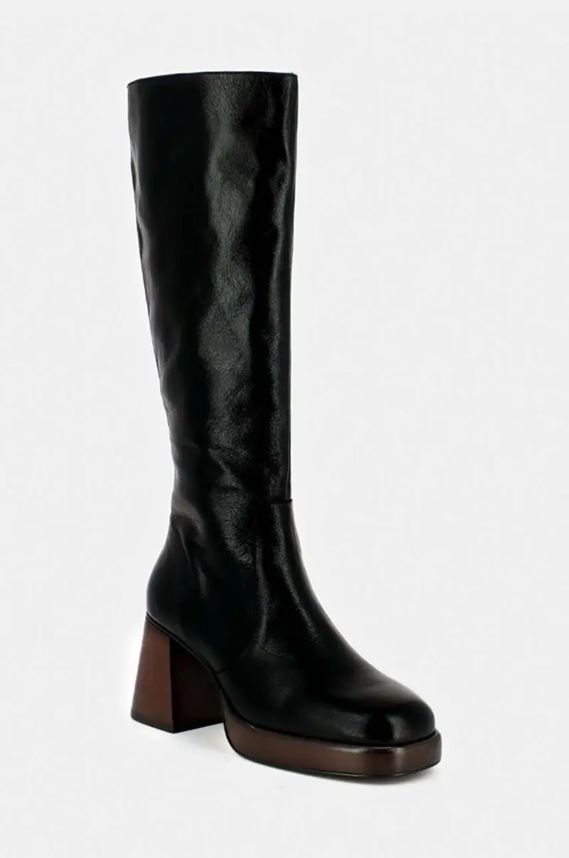 stivali in pelle BETINA CUIR VIEILLI donna 6001328 Nero miniatura 2