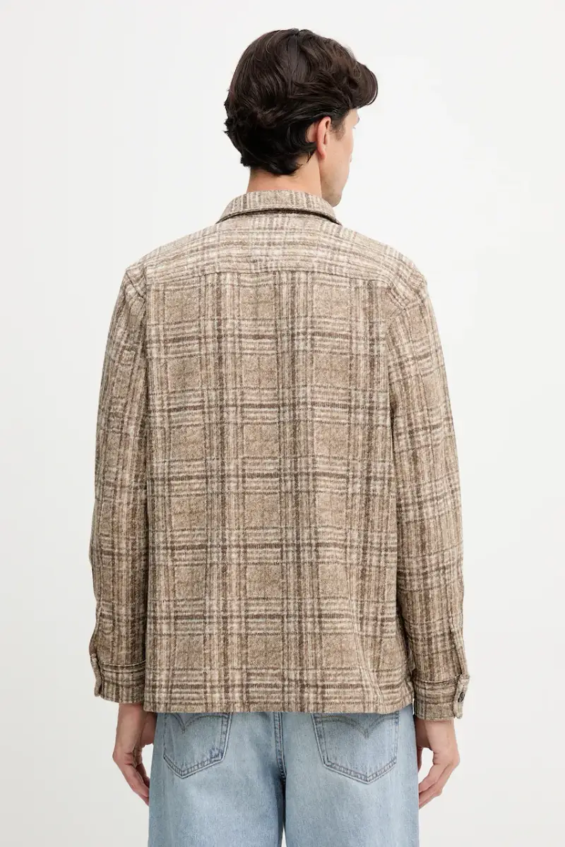 camicia con lana colore beige 30048785 miniatura 3