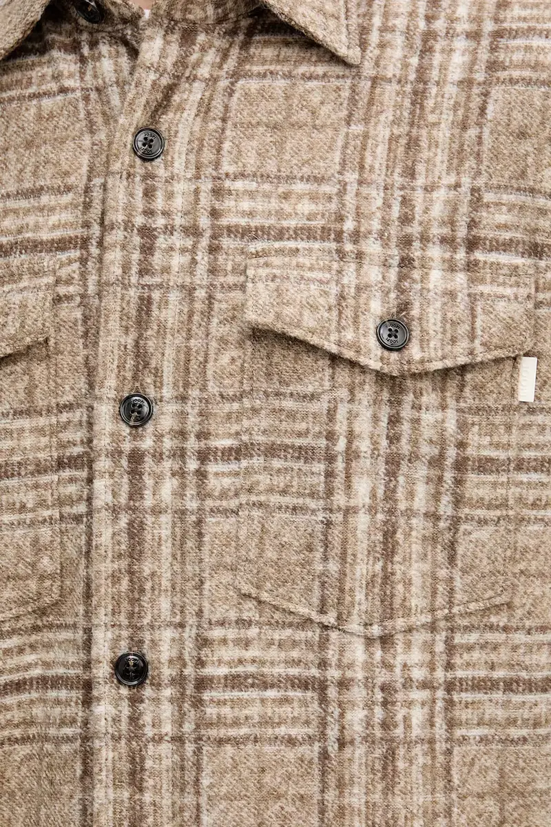 camicia con lana colore beige 30048785 miniatura 5