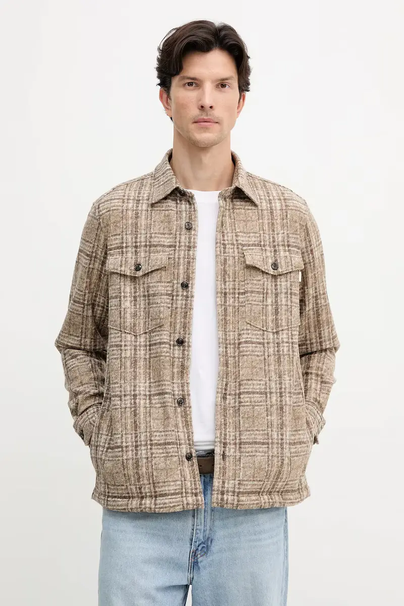 camicia con lana colore beige 30048785