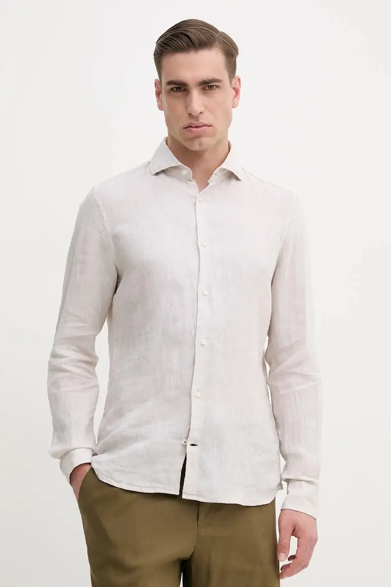 camicia di lino uomo colore beige 30046075