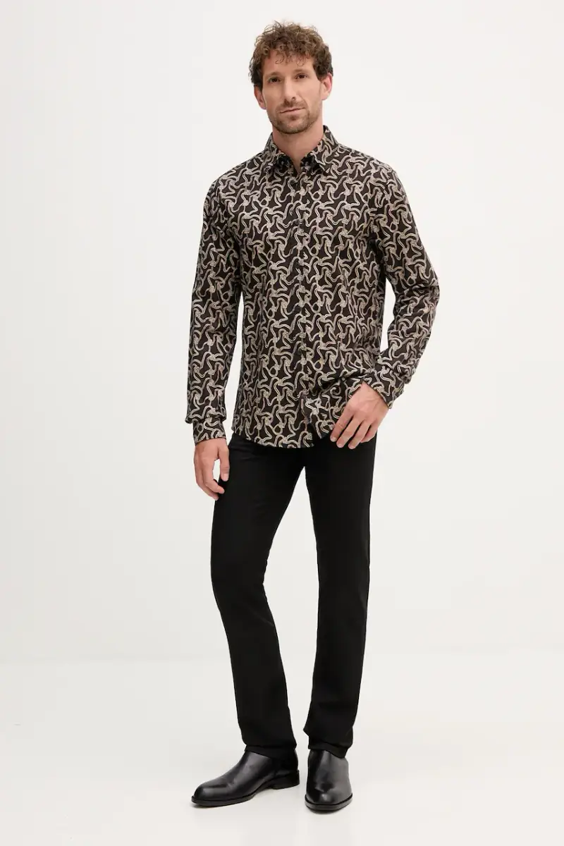 camicia in cotone uomo colore nero 30047197 miniatura 2