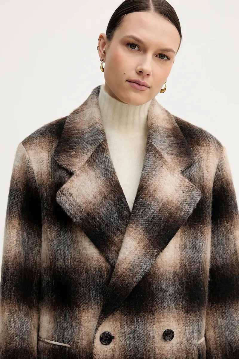 cappotto con lana Marrone miniatura 4