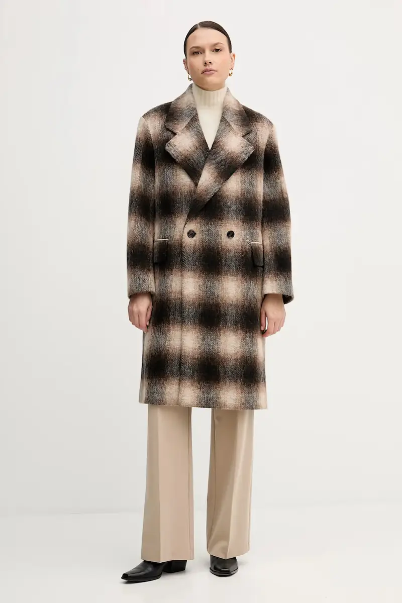 cappotto con lana Marrone