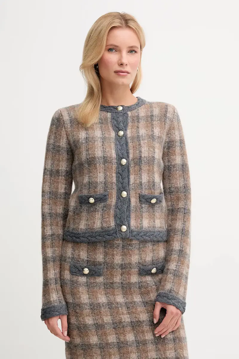 cardigan con lana colore marrone 30048468