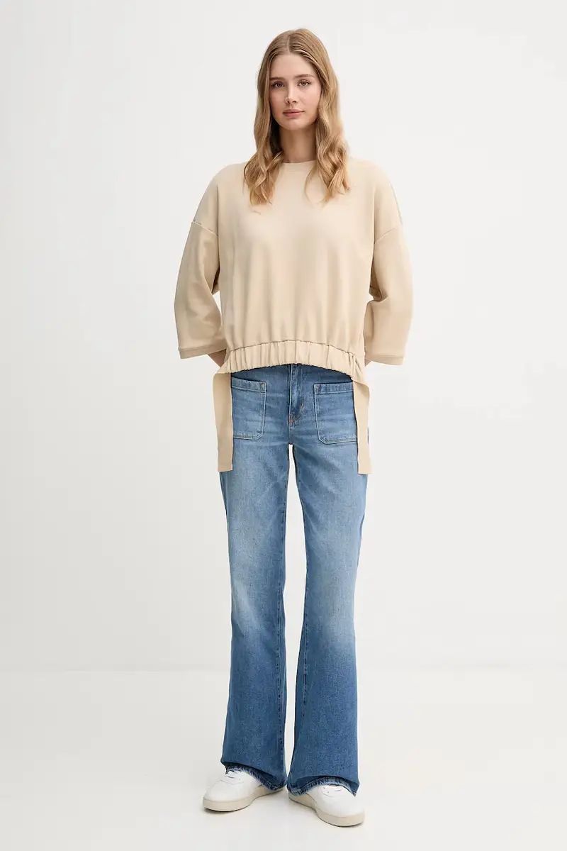 felpa donna colore beige 30047771 miniatura 2