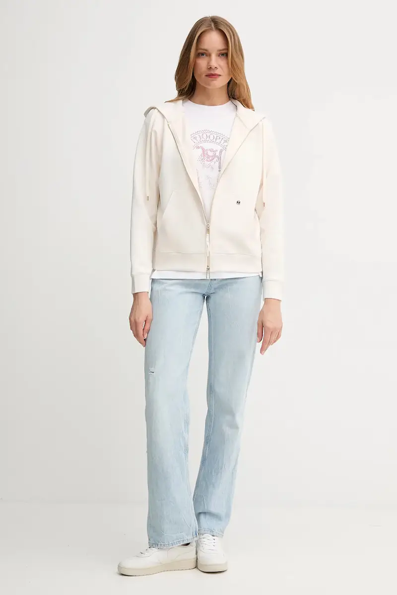 felpa donna colore beige con cappuccio 30048712 miniatura 2