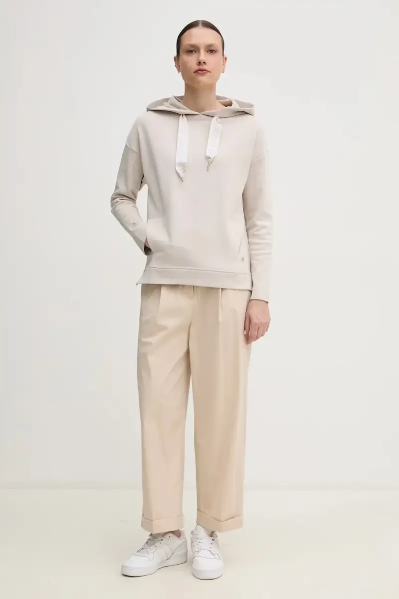 felpa donna colore beige con cappuccio miniatura 2