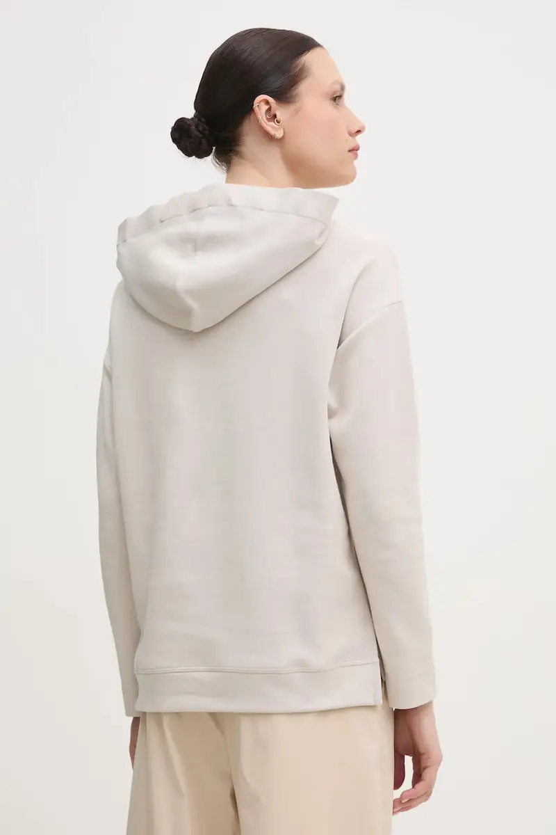 felpa donna colore beige con cappuccio miniatura 3