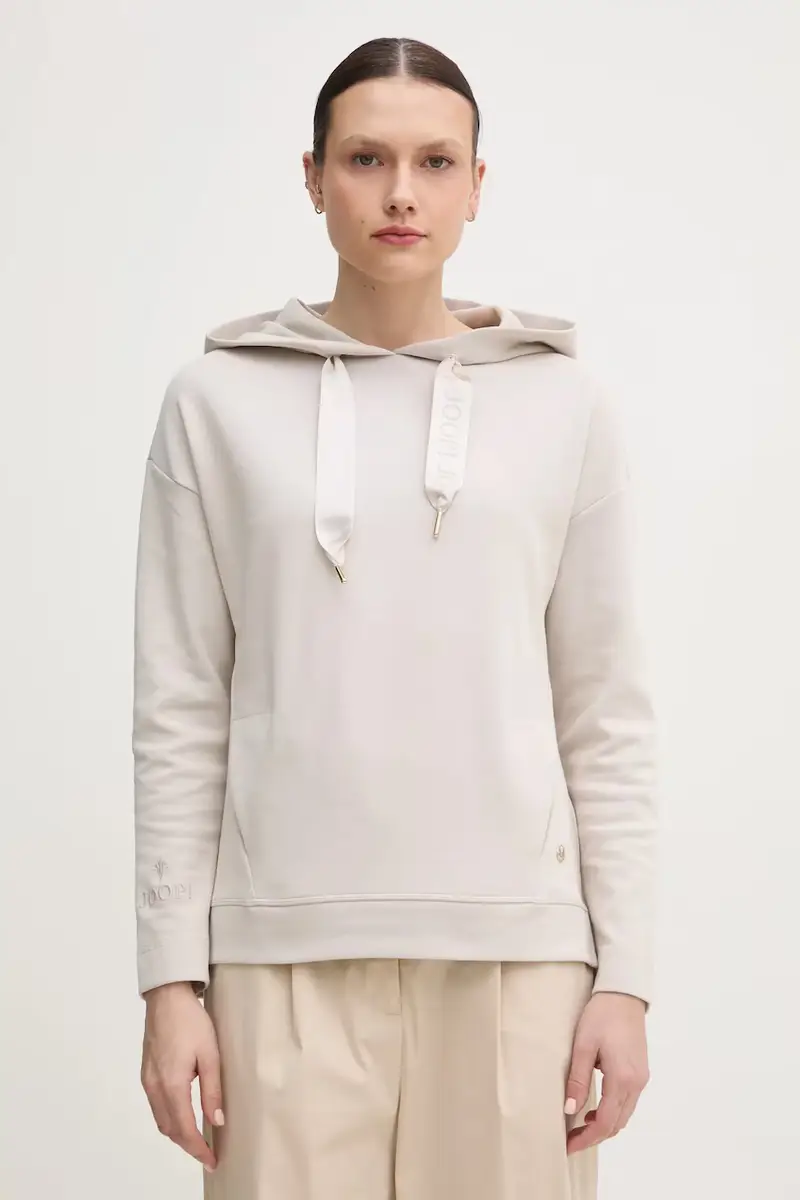 felpa donna colore beige con cappuccio