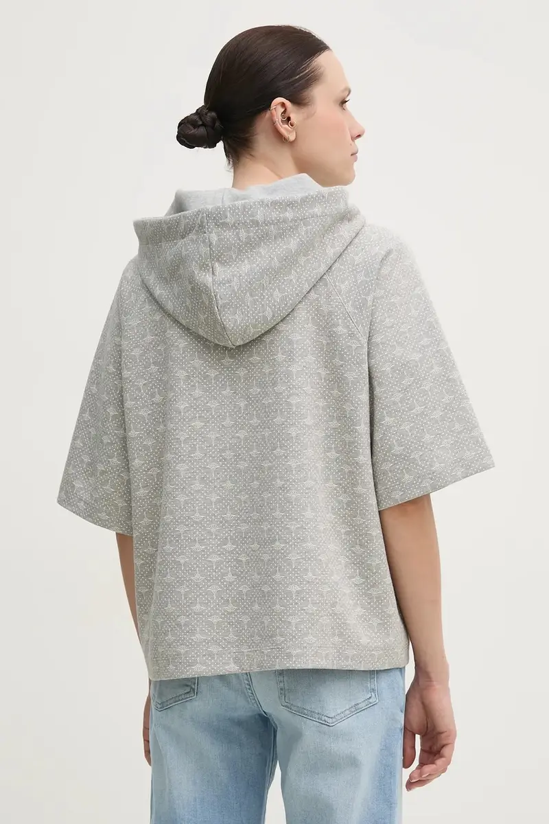 felpa donna colore grigio con cappuccio 30046217 miniatura 3