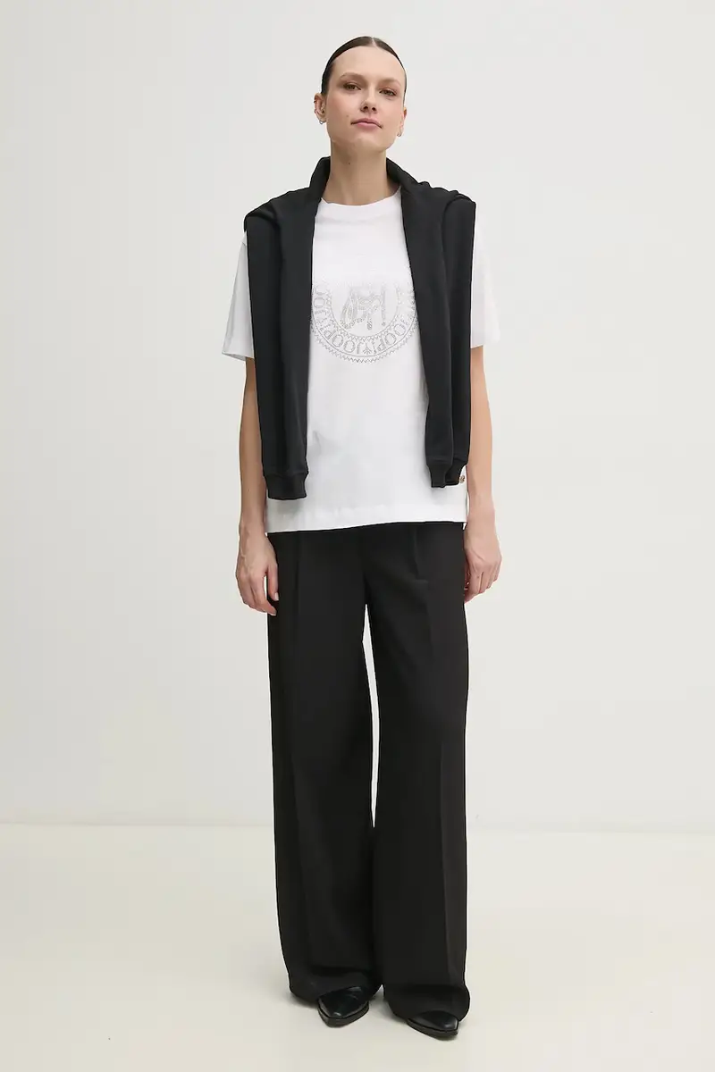 felpa in cotone donna colore nero con cappuccio con applicazione 30046176 miniatura 2