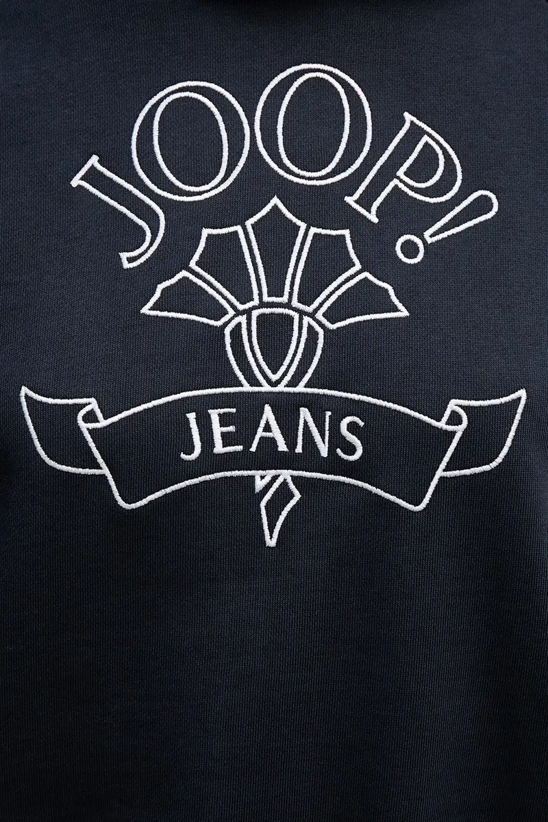 felpa in cotone donna colore nero con cappuccio con applicazione 30046176 Blu navy miniatura 5