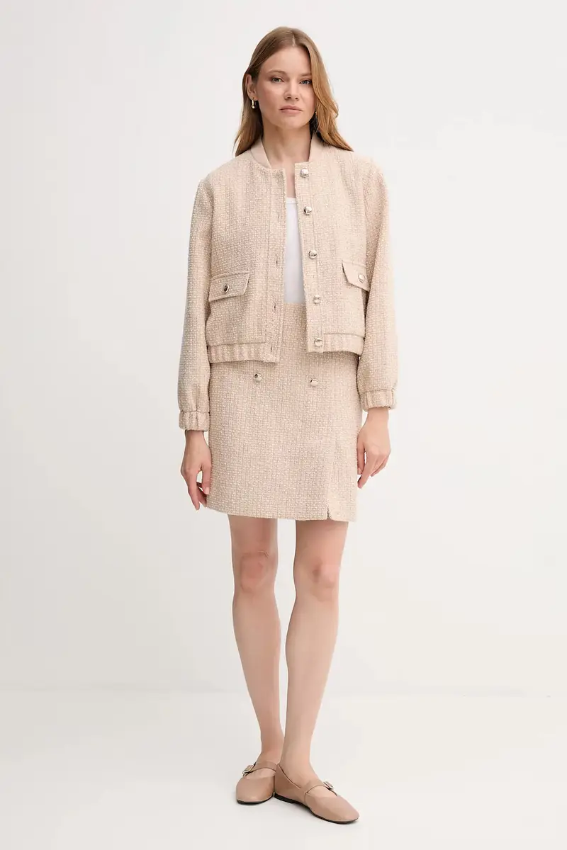 giacca bomber in misto lana colore beige 30047954 miniatura 2