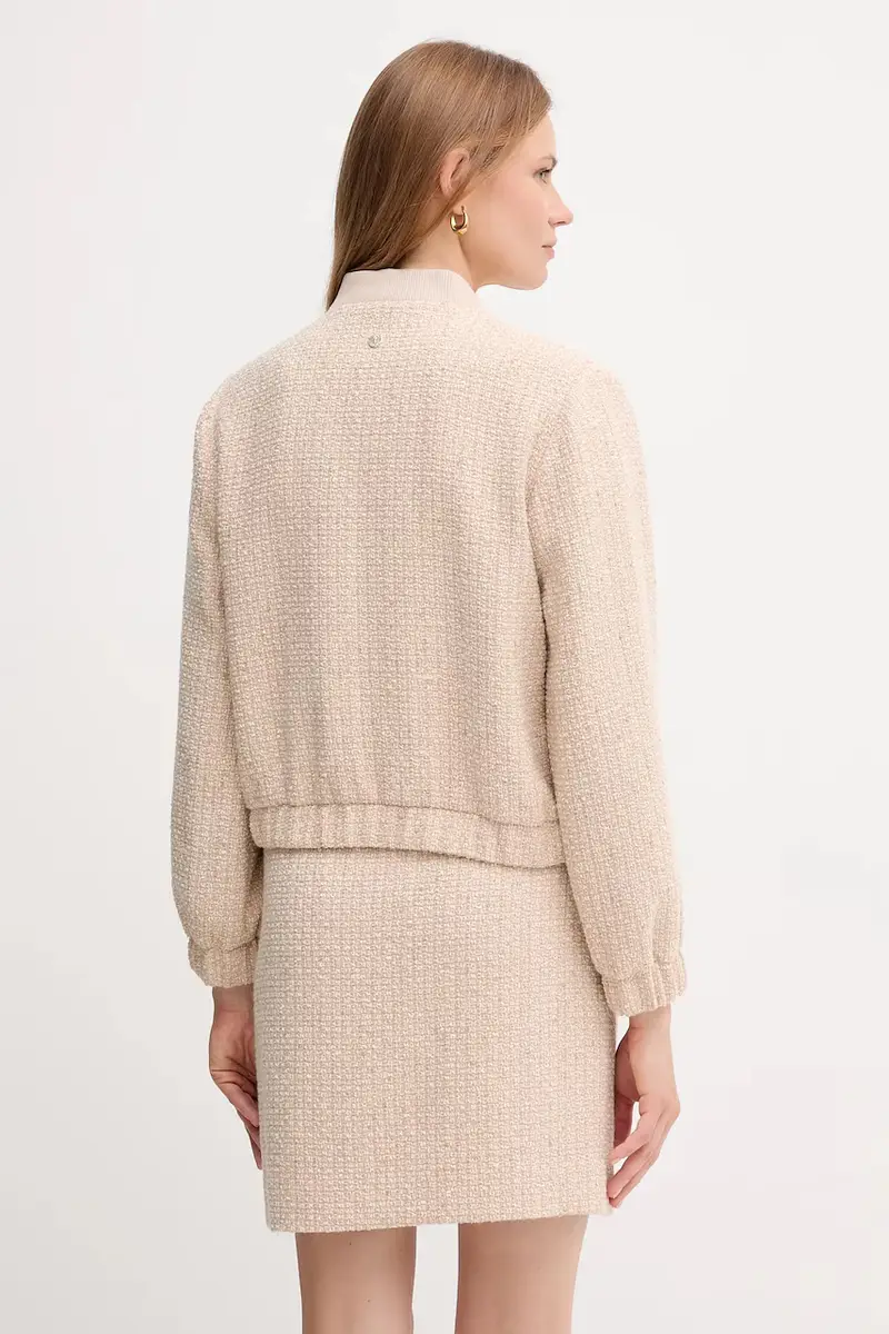 giacca bomber in misto lana colore beige 30047954 miniatura 3