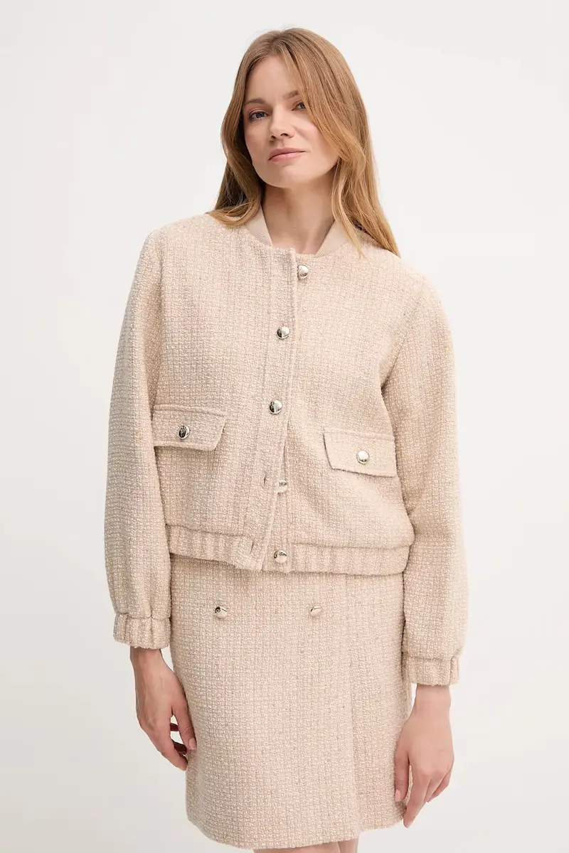giacca bomber in misto lana colore beige 30047954
