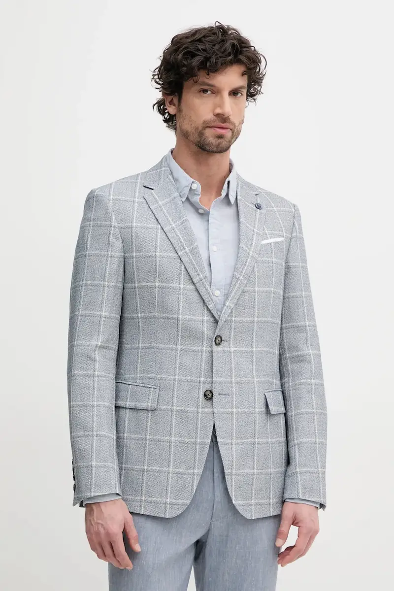 giacca in lino misto uomo colore blu 30046564