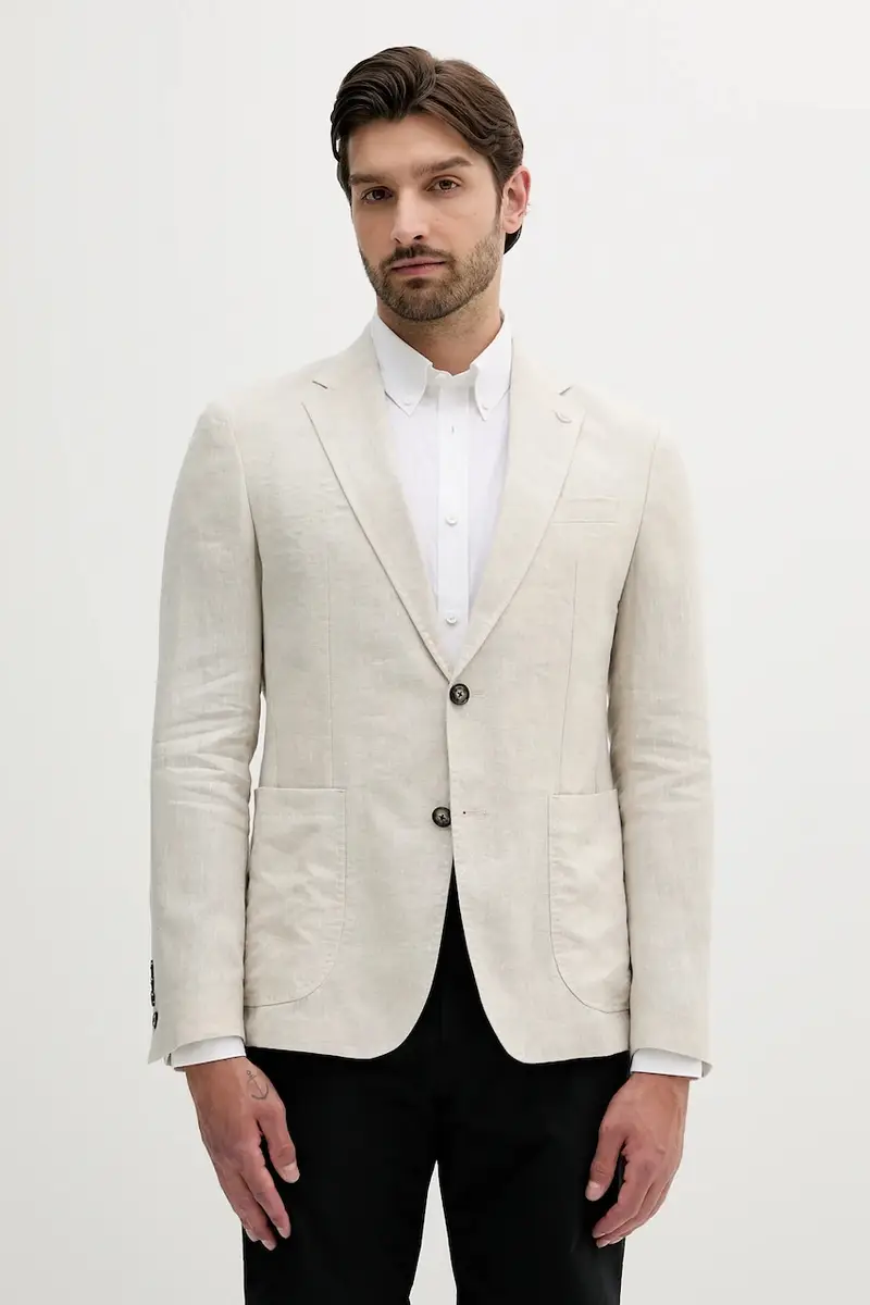 giacca in lino uomo colore beige 30046550