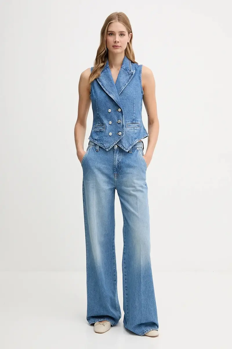 gilet di jeans colore blu 30047819 miniatura 2