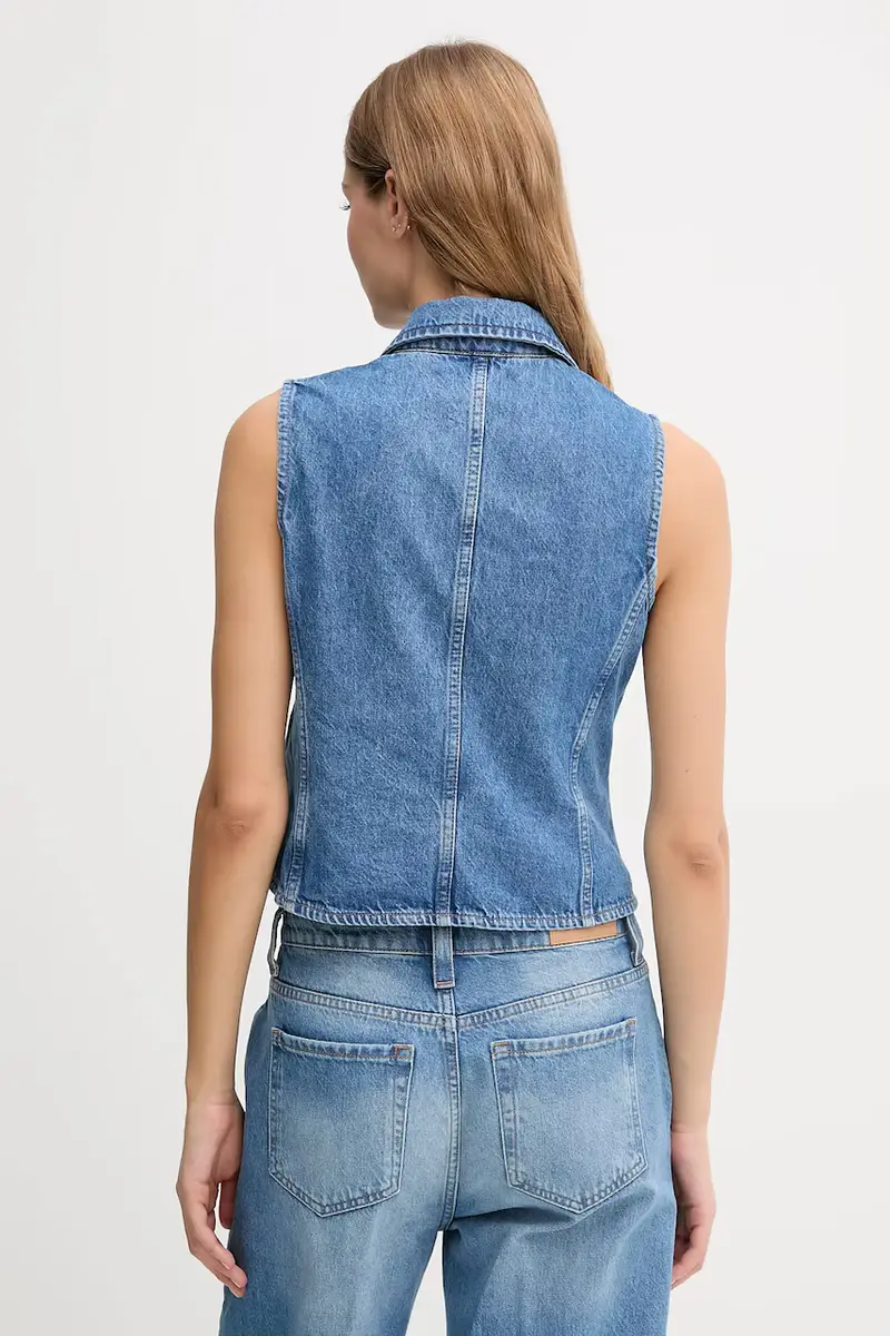 gilet di jeans colore blu 30047819 miniatura 3