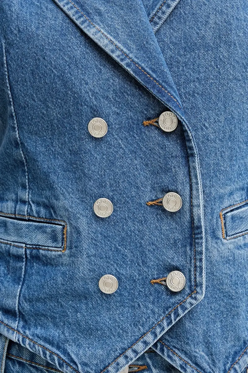 gilet di jeans colore blu 30047819 miniatura 5