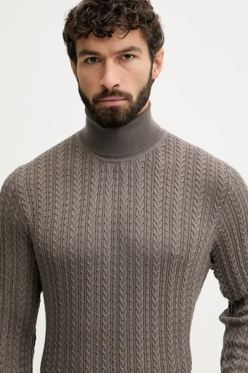 maglione con lana colore marrone 30047372 miniatura 4