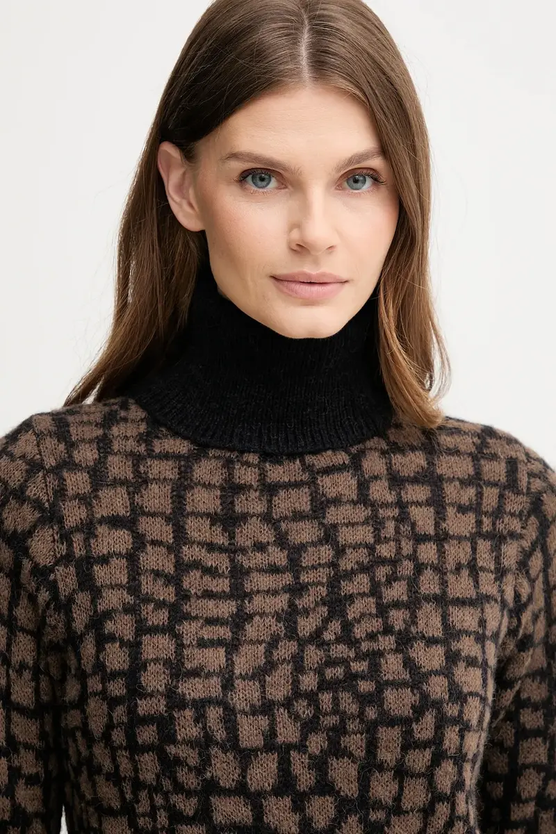 maglione con lana colore marrone 30048423 miniatura 4