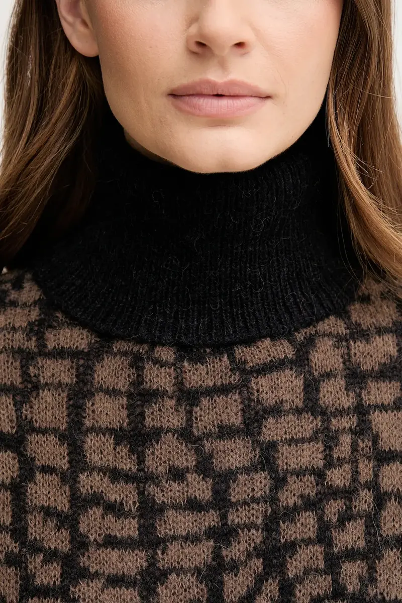 maglione con lana colore marrone 30048423 miniatura 5