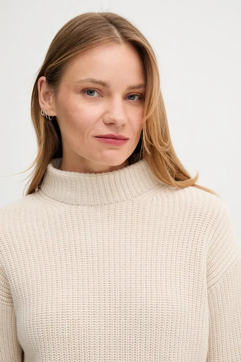 maglione in lana donna colore beige 30048456 miniatura 4