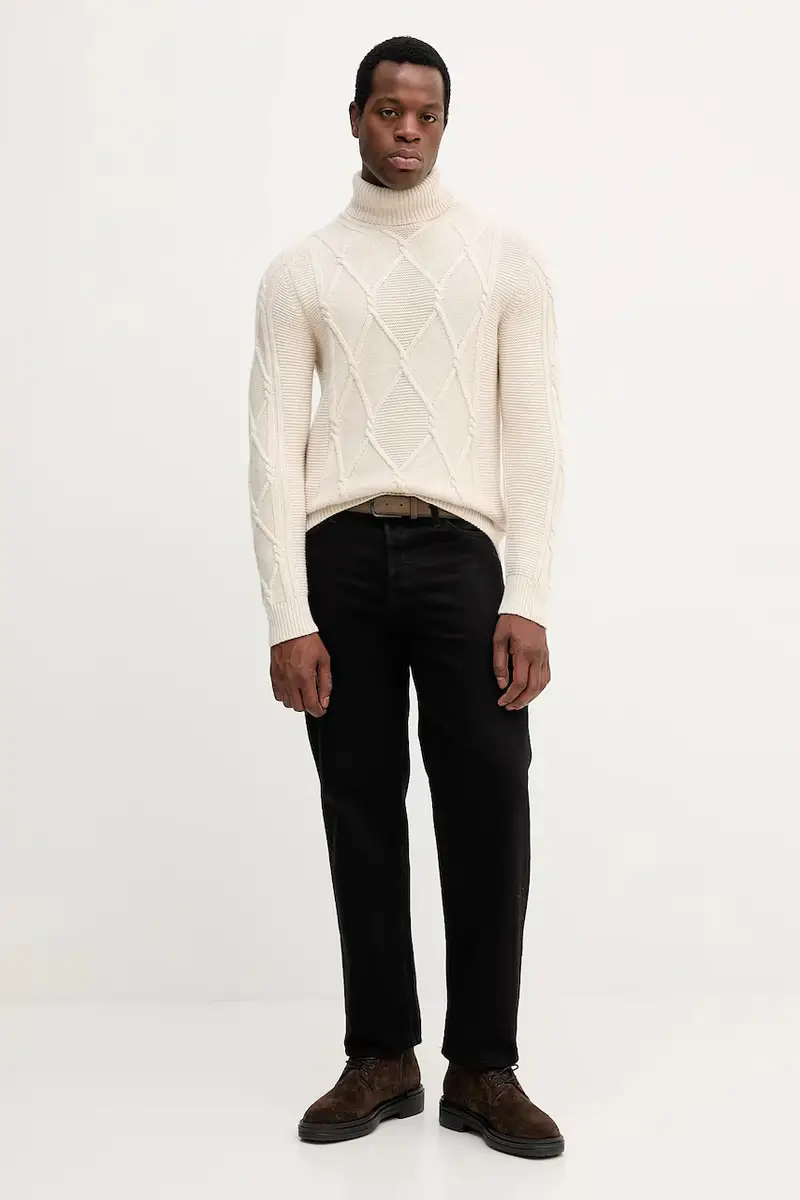 maglione in lana uomo colore beige 30047360 miniatura 2