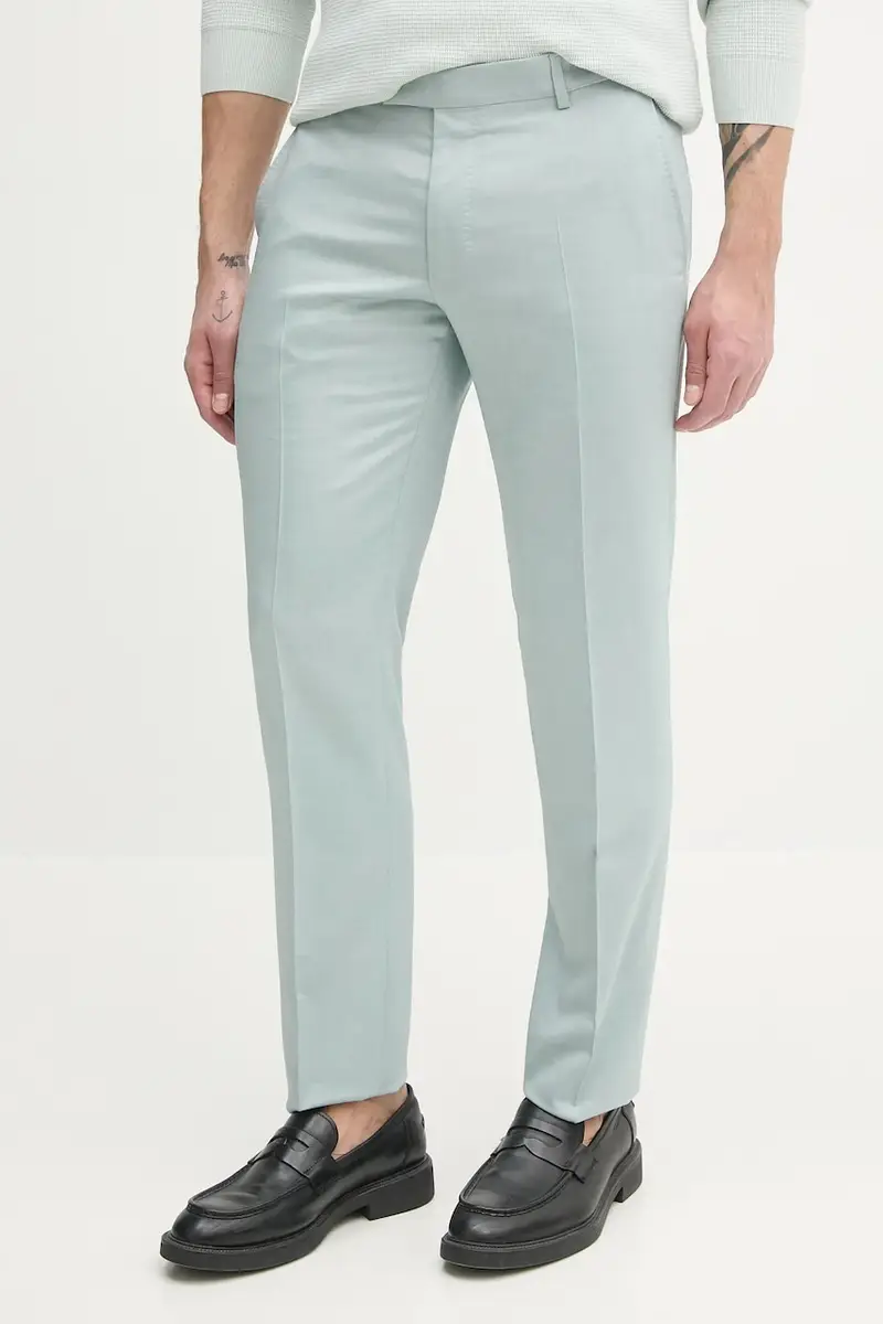 pantaloni in misto lana uomo colore turchese 30041047