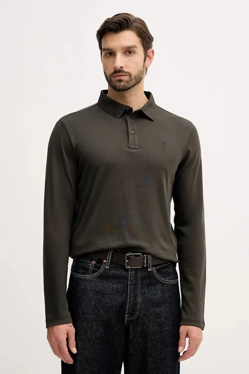 top a maniche lunghe in cotone colore verde 30047432