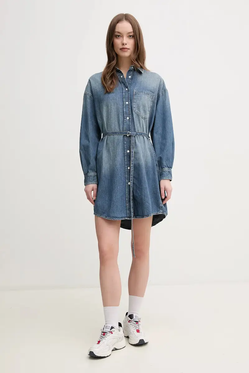 vestito in cotone colore blu 30046673 miniatura 2