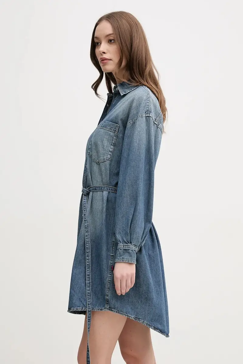 vestito in cotone colore blu 30046673 miniatura 4