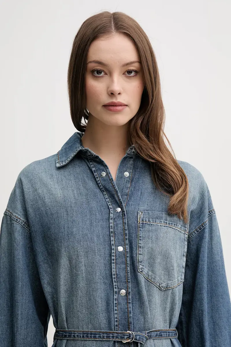 vestito in cotone colore blu 30046673 miniatura 5