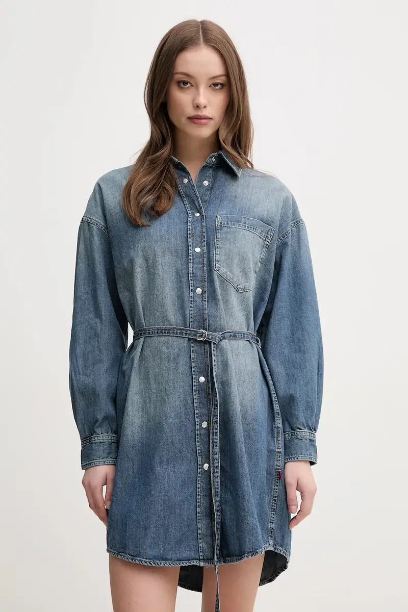 vestito in cotone colore blu 30046673