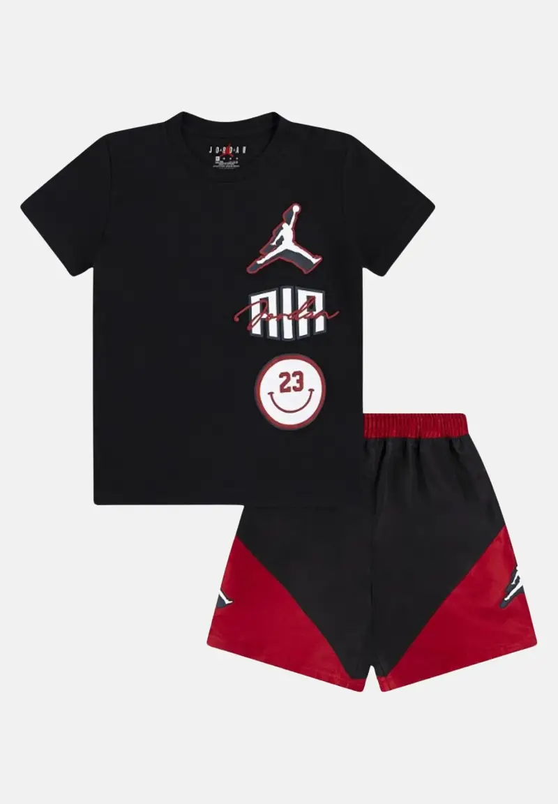 Completino Jumpman Stacked nero e rosso da bambino