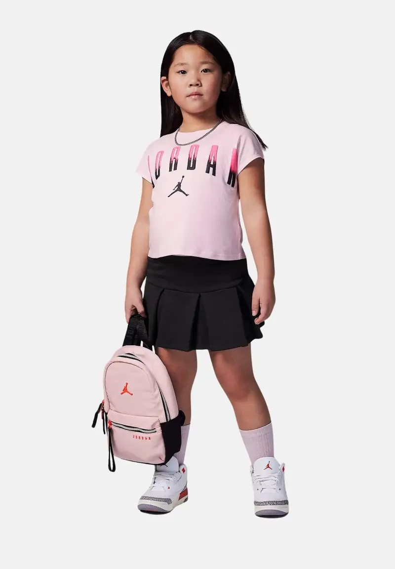 Completino rosa e nero da bambina con stampa logo