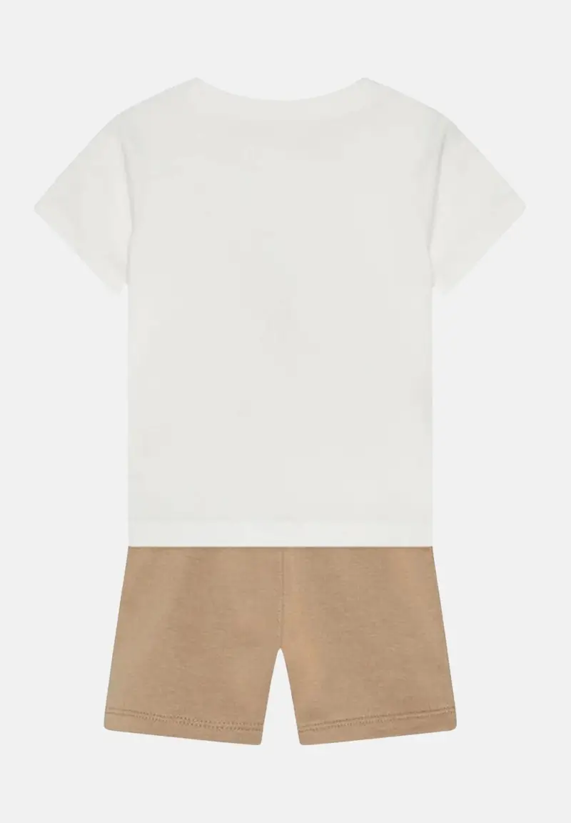 Completino sportivo bianco e beige per bambino e bambina con stampa logo miniatura 2