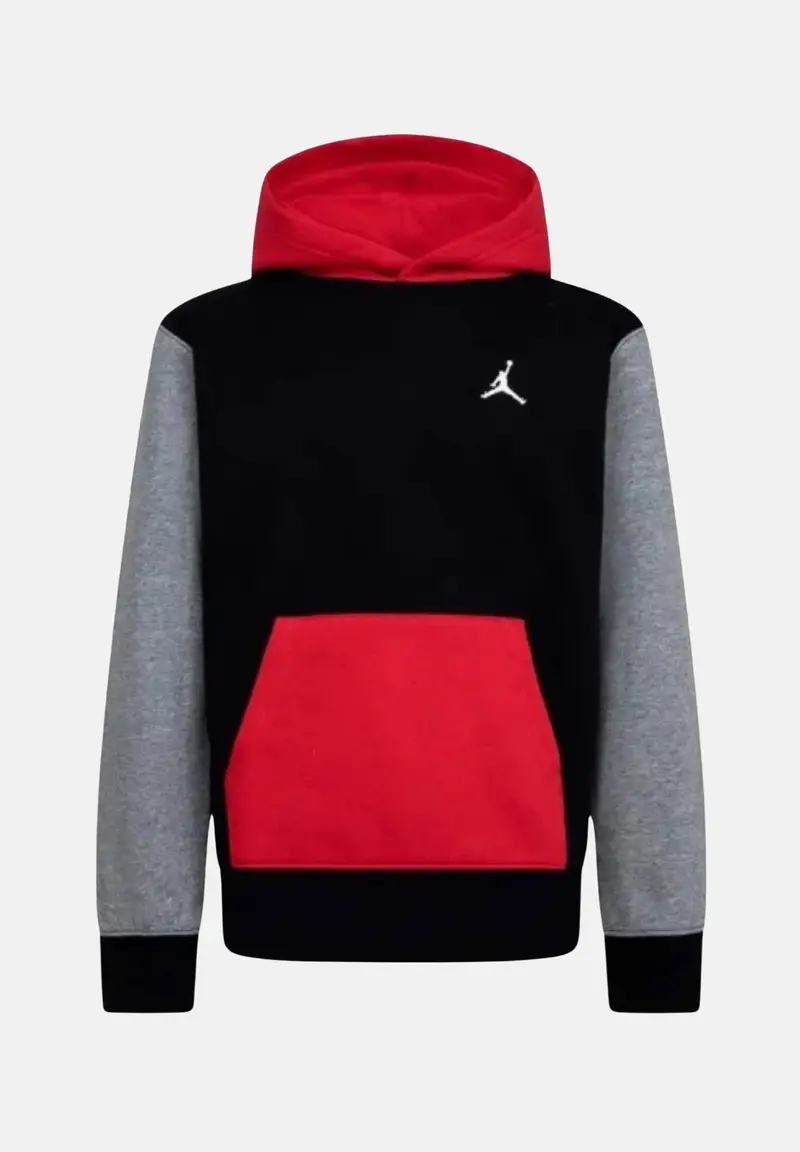JORDAN Felpa con cappuccio Brooklyn nera, rossa e grigia per bambino e bambina