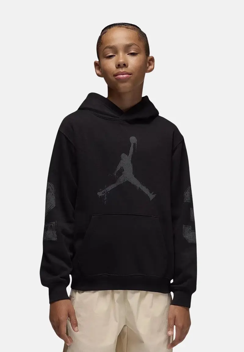 Felpa con cappuccio Jumpman Fleece nera da bambino