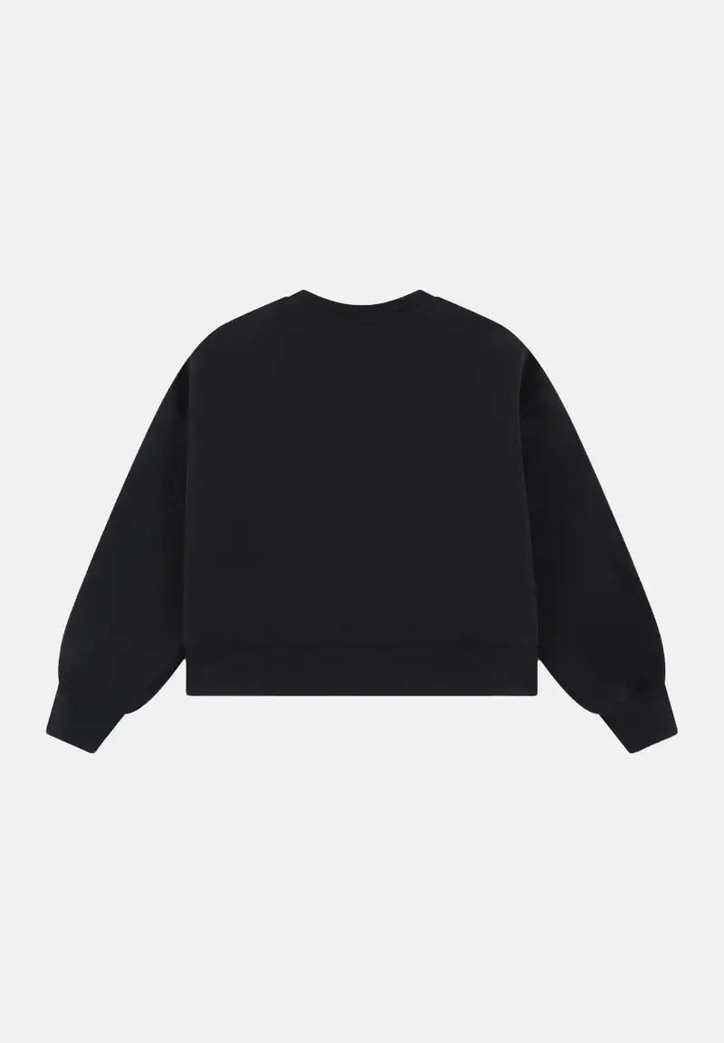 Felpa girocollo nera da bambina con logo miniatura 2