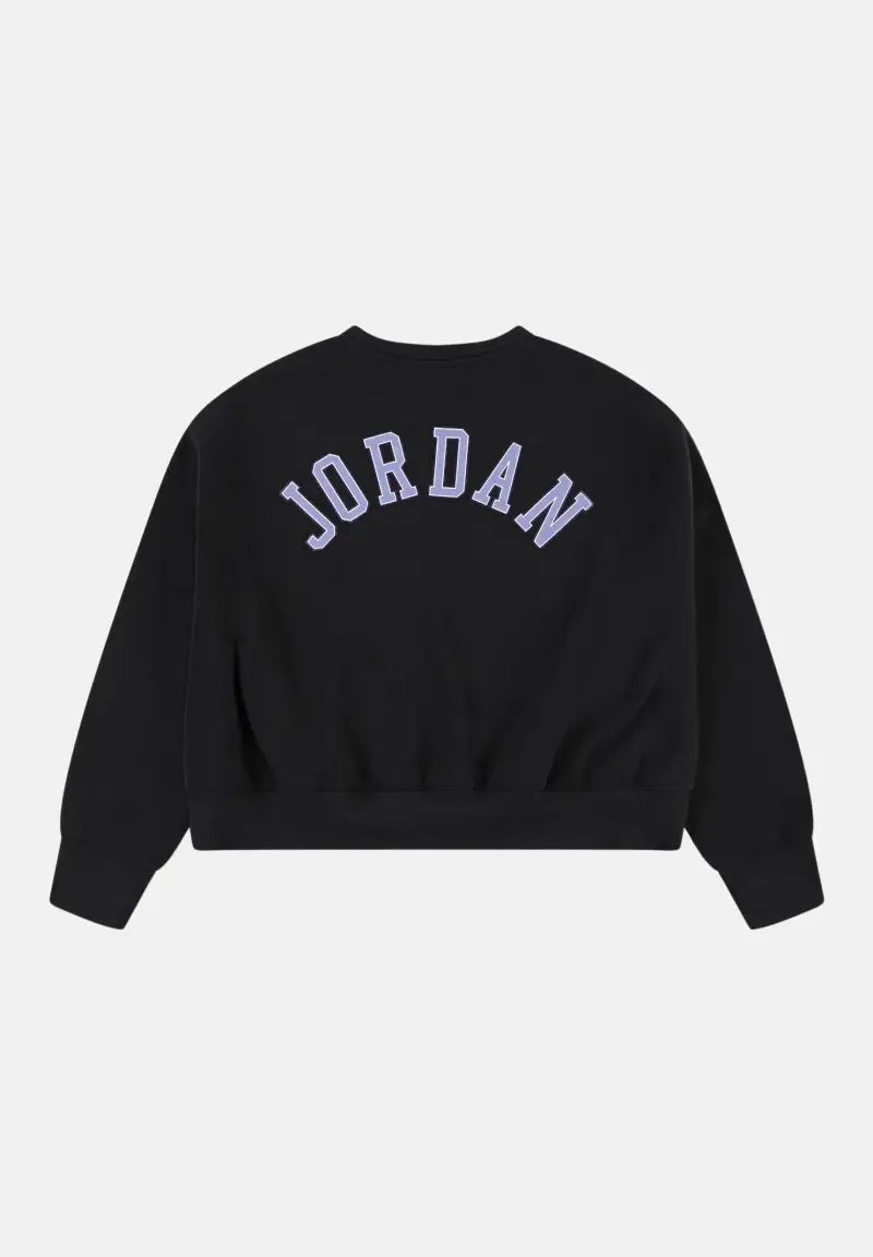 Felpa girocollo nera da bambina con patch e logo miniatura 2